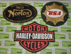 3x Signs - BSA, Norton, Harley Davidson