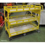 Yellow 3-tier general use trolley - W 1440 x D 550 x H 1150mm