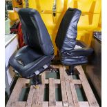 2x Black half leather captains chairs on pedestals