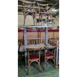 8x Wooden restaurant chairs, 2x Metal tables - W 1200 x D 690 x H 760 mm