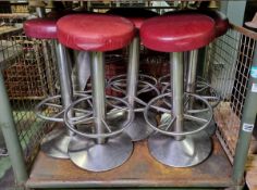 8x Metal padded stools - H 800 mm