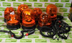 7x Magnetic orange flashing beacon light assemblies