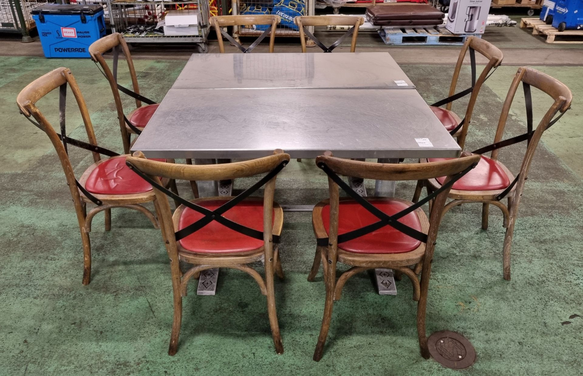 8x Wooden restaurant chairs, 2x Metal tables - W 1200 x D 690 x H 760 mm - Image 2 of 5