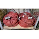 8x Angus Duraline 70mm lay flat hoses with couplings - approx 23 M in length