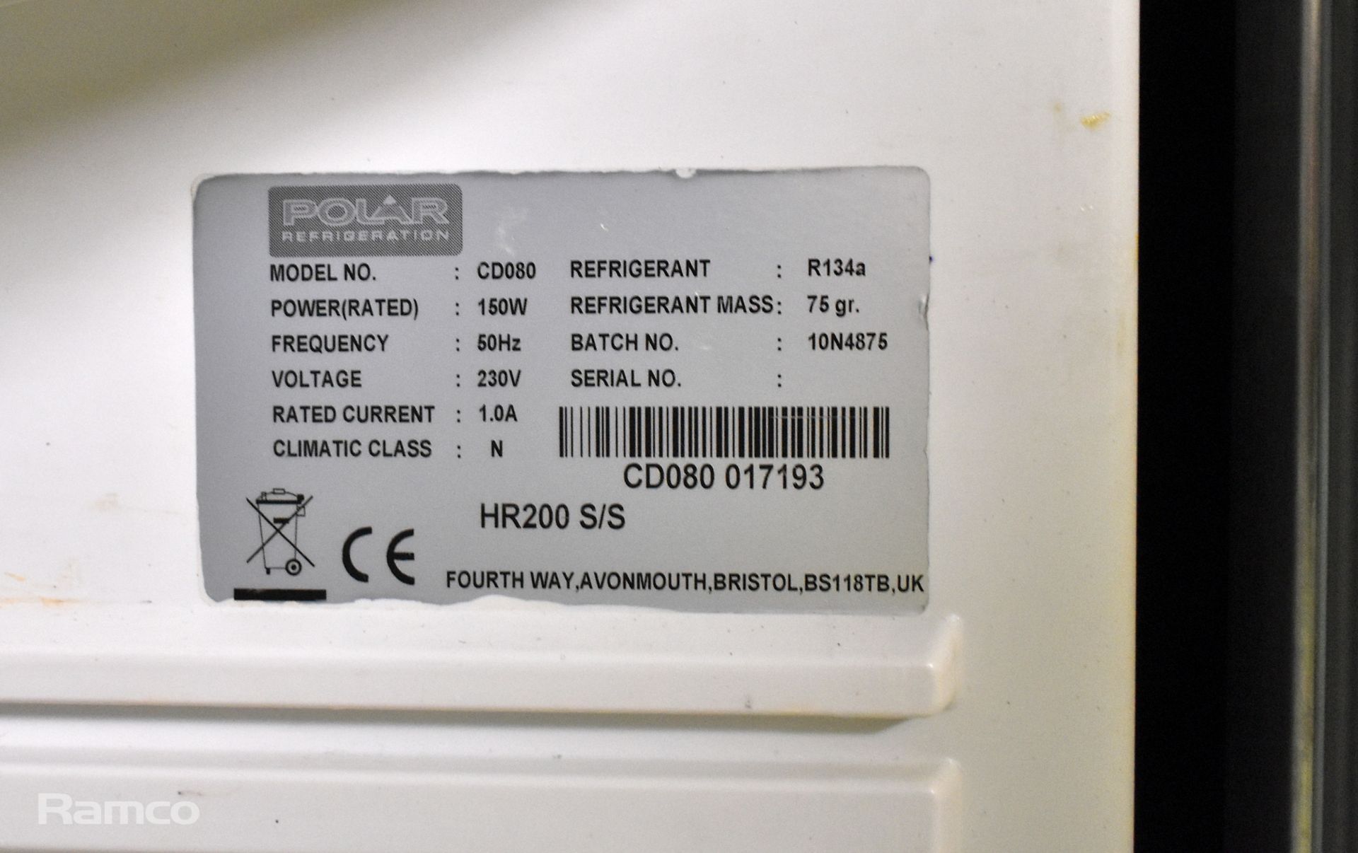 Polar CD080 undercounter fridge - W 600 x D 590 x H 840mm - Image 4 of 5