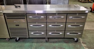 TRUE TCR1/3 - CL - BI - 3D - 3D - 3D heavy duty 9 - drawer counter fridge unit - W 1870 x D 750