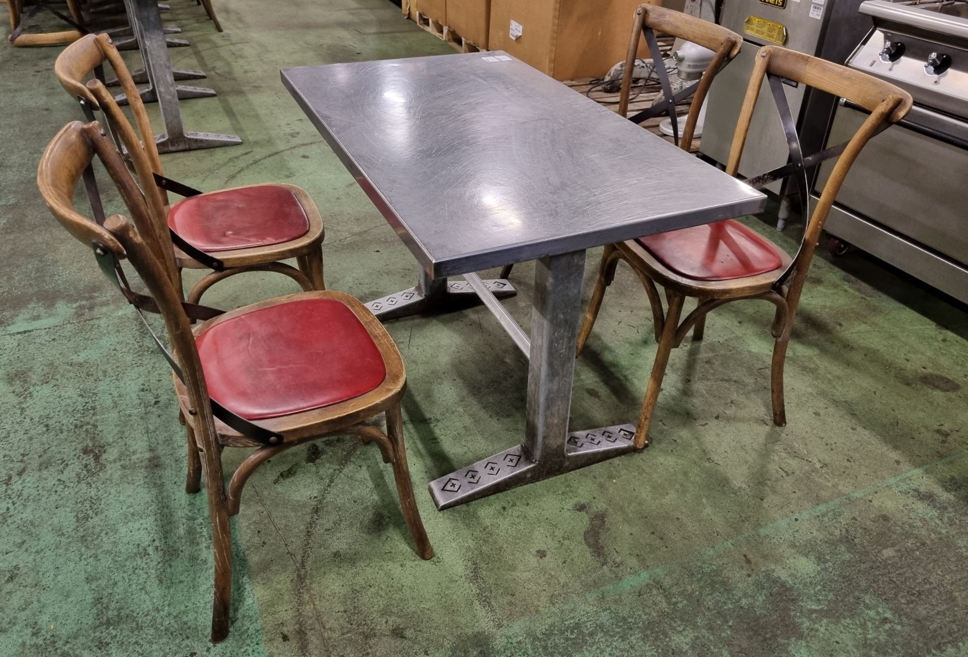 4x Wooden restaurant chairs, Metal table - W 1200 x D 690 x H 760 mm - Image 3 of 5