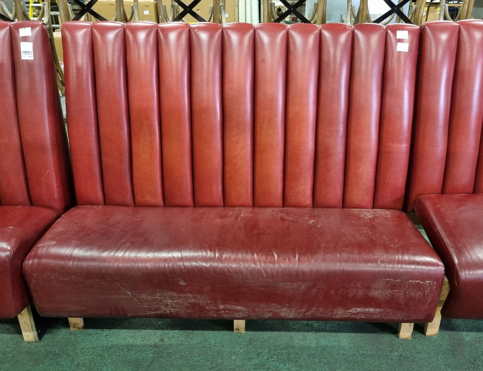 Red leather padded bench seating - Image 3 of 4