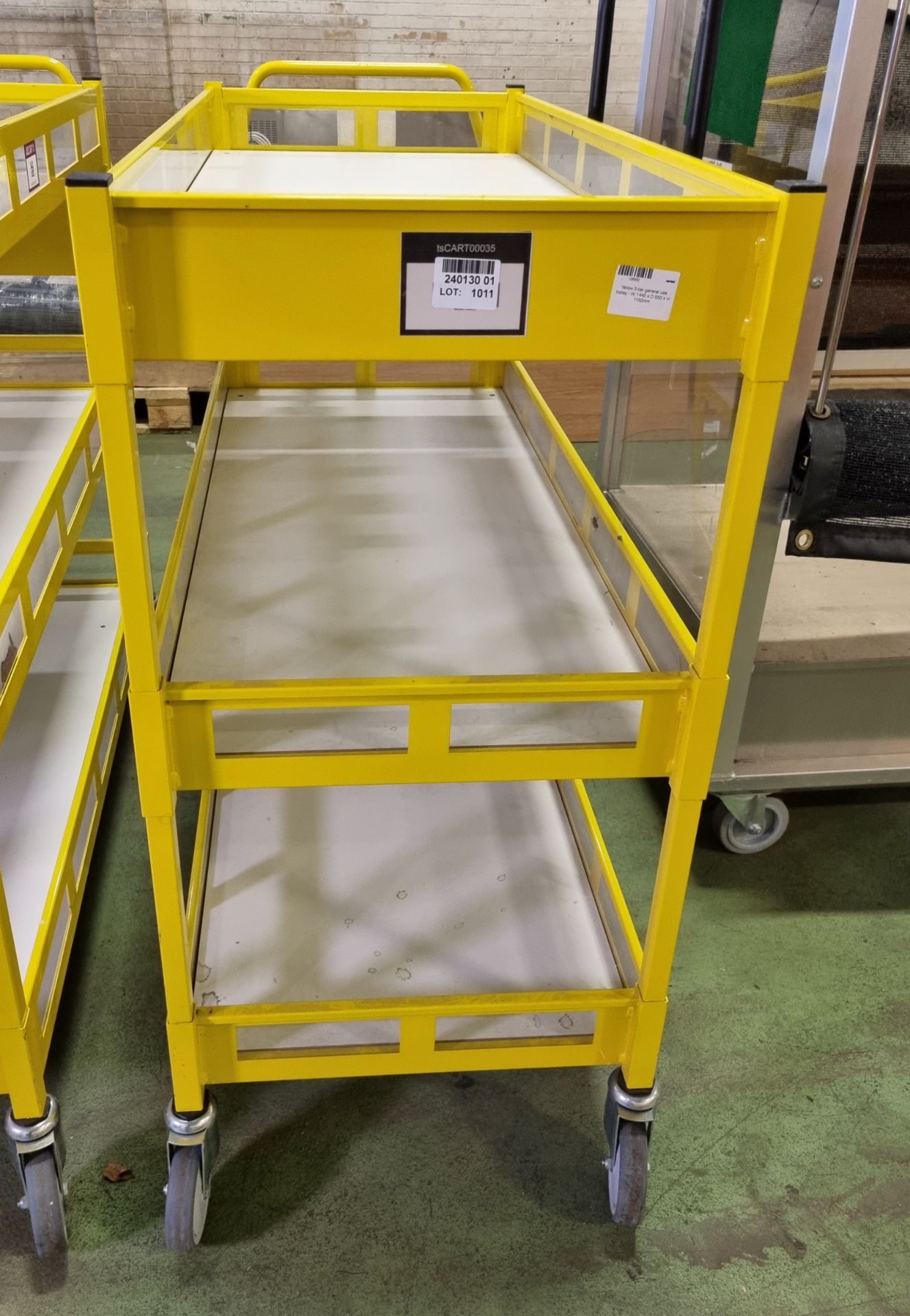 Yellow 3-tier general use trolley - W 1440 x D 550 x H 1150mm - Image 3 of 3