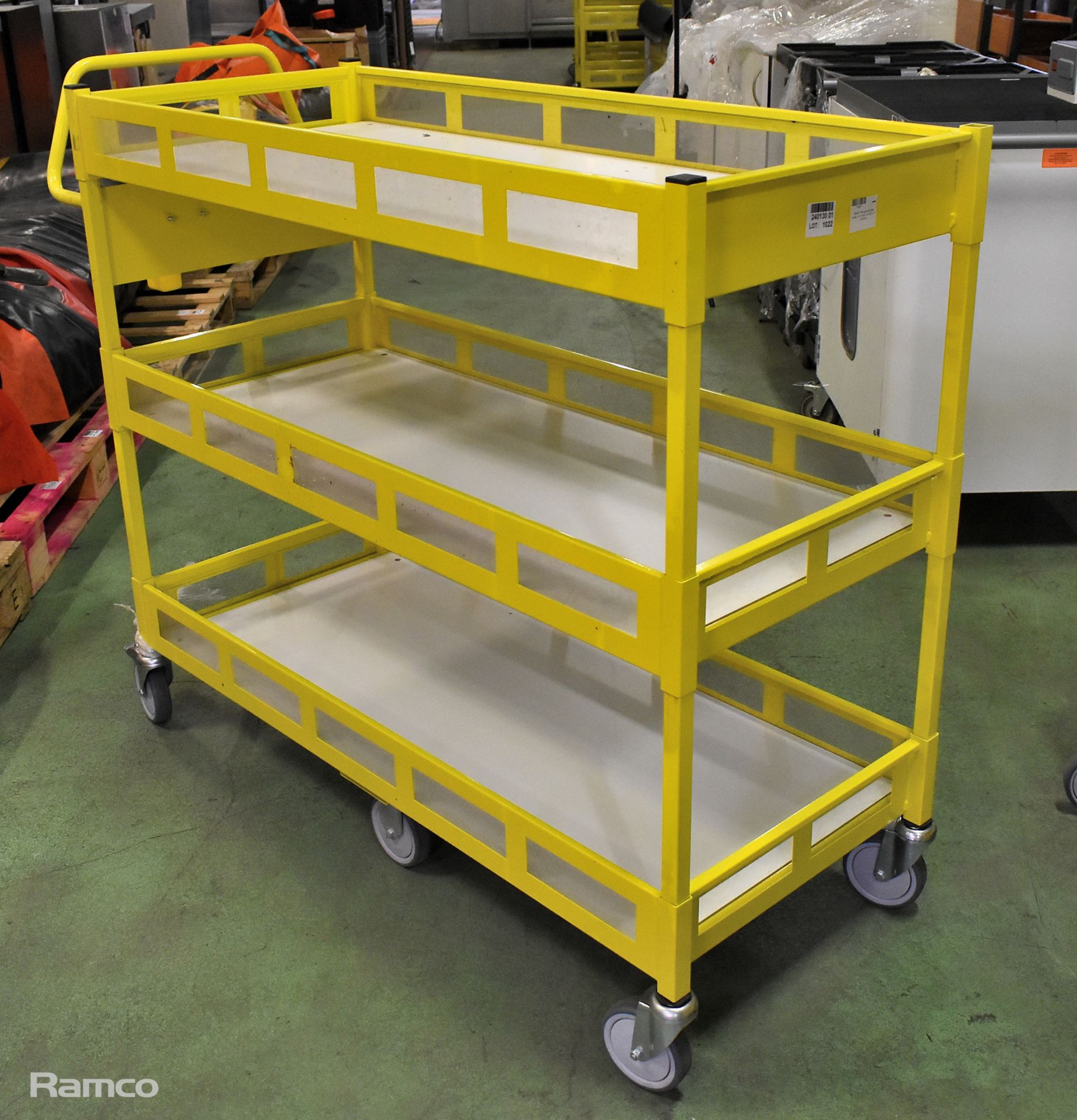 Yellow 3-tier general use trolley - W 1440 x D 550 x H 1150mm - Image 2 of 3