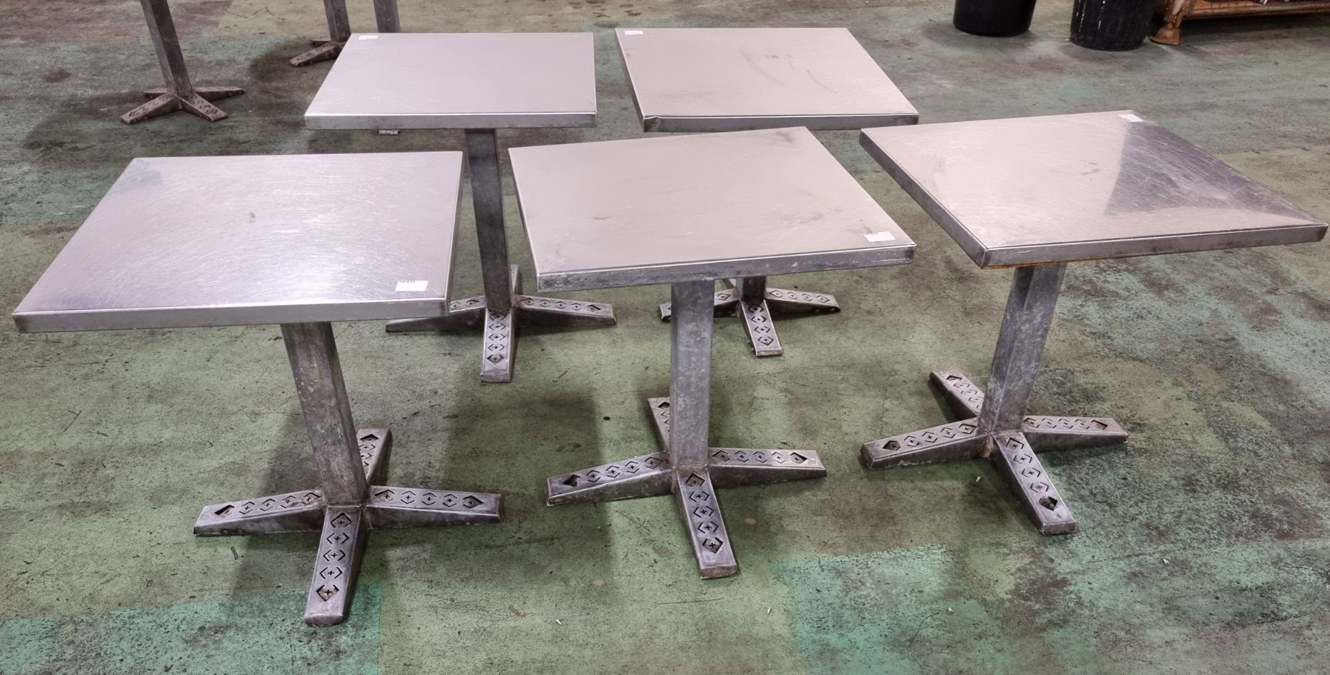 5x Square metal tables - tops are loose - W 700 x D 700 x H 750 mm - Image 2 of 7
