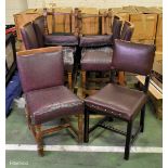 8x Leather wooden chairs - padding worn