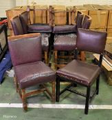 8x Leather wooden chairs - padding worn