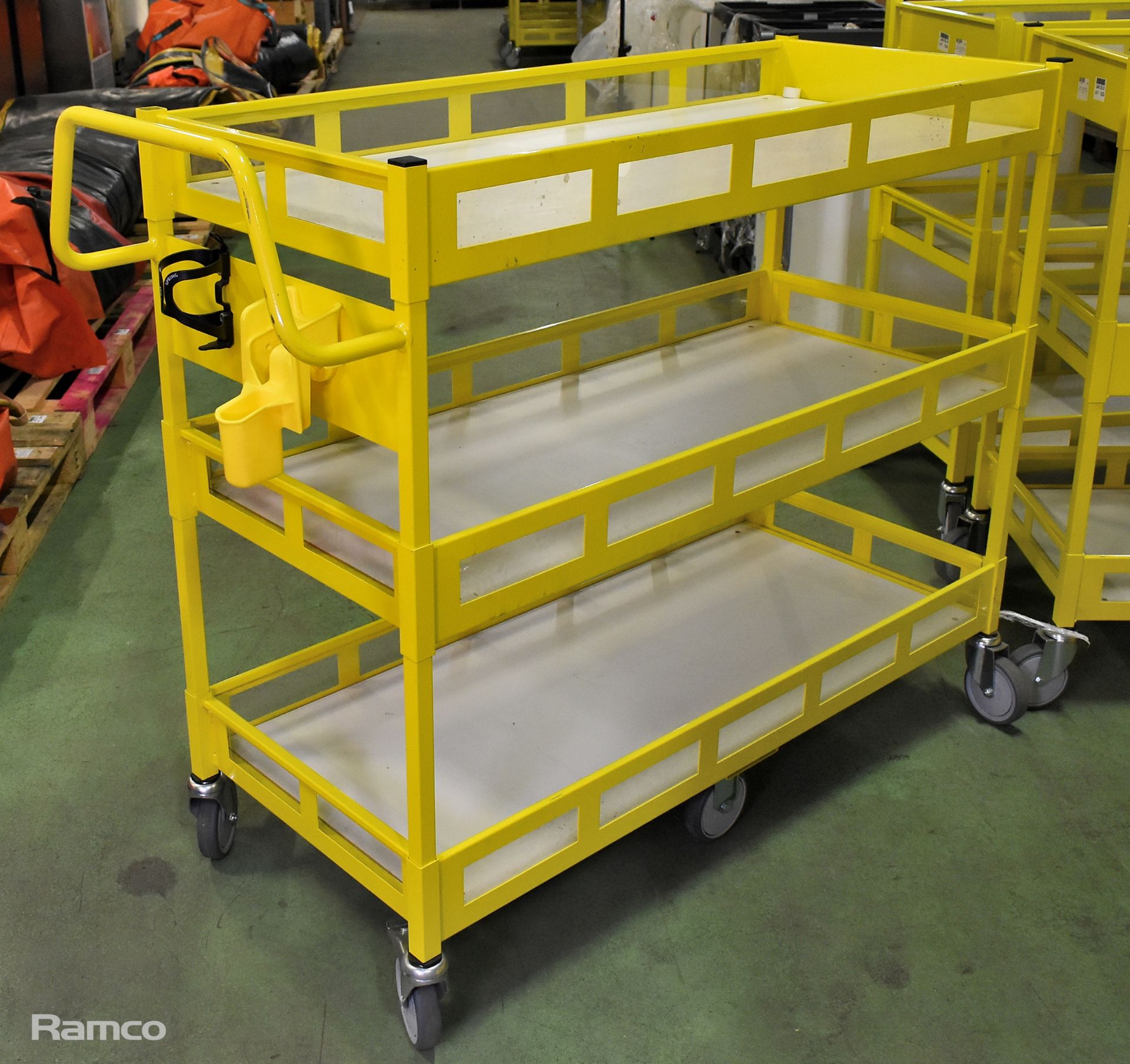 Yellow 3-tier general use trolley - W 1440 x D 550 x H 1150mm - Image 3 of 3
