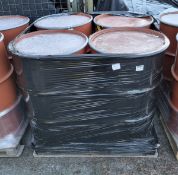 4x 220L Red mild steel open top drums - L 600 x W 600 x H 880mm