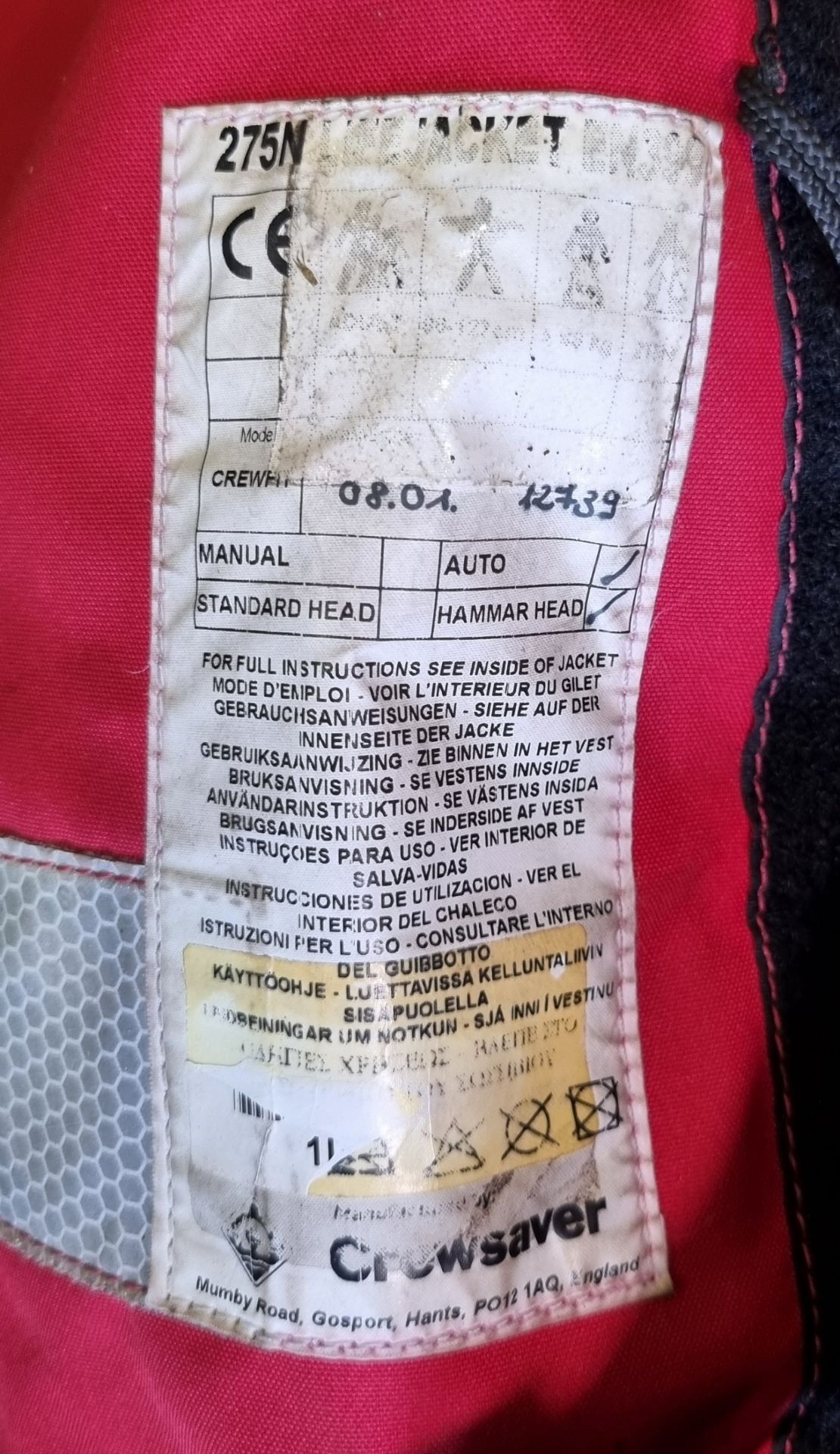 16x Crewfit 275N Crewsaver air-only lifejackets - CO2 CARTRIDGES OUT OF DATE - UNCERTIFIED - Image 3 of 3