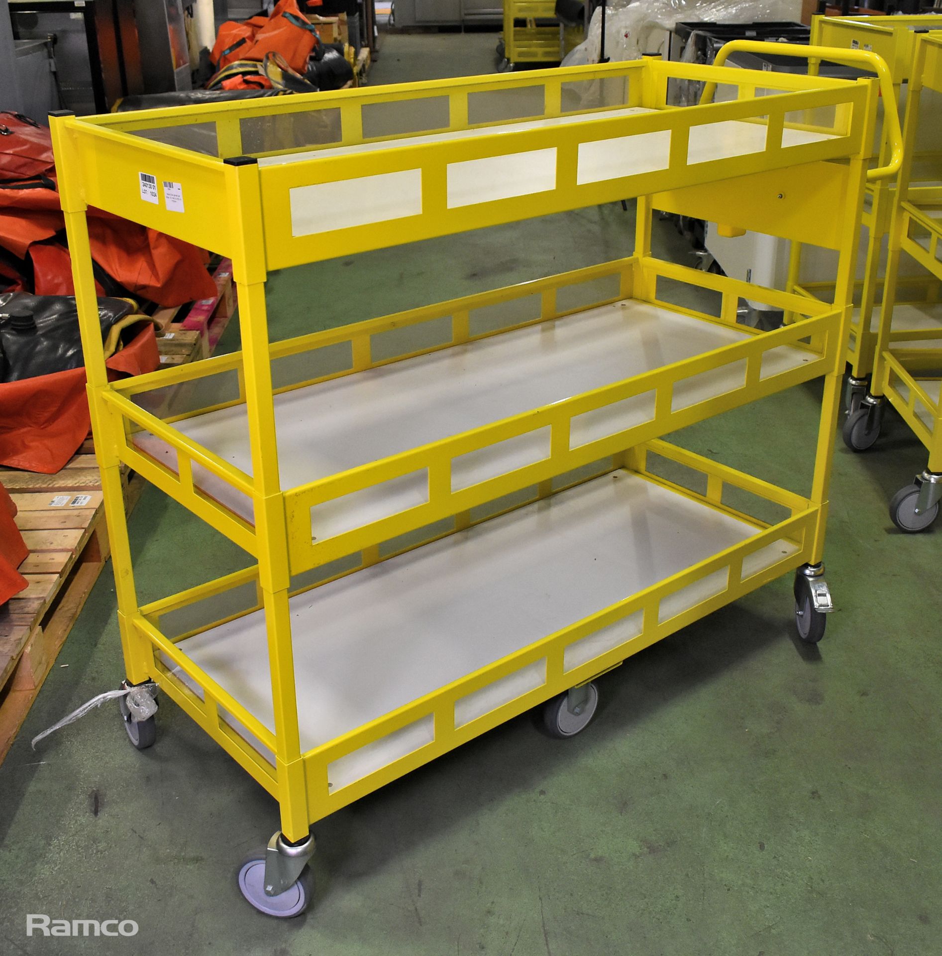 Yellow 3-tier general use trolley - W 1440 x D 550 x H 1150mm