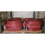 8x Angus Duraline 70mm lay flat hoses with couplings - approx 23 M in length