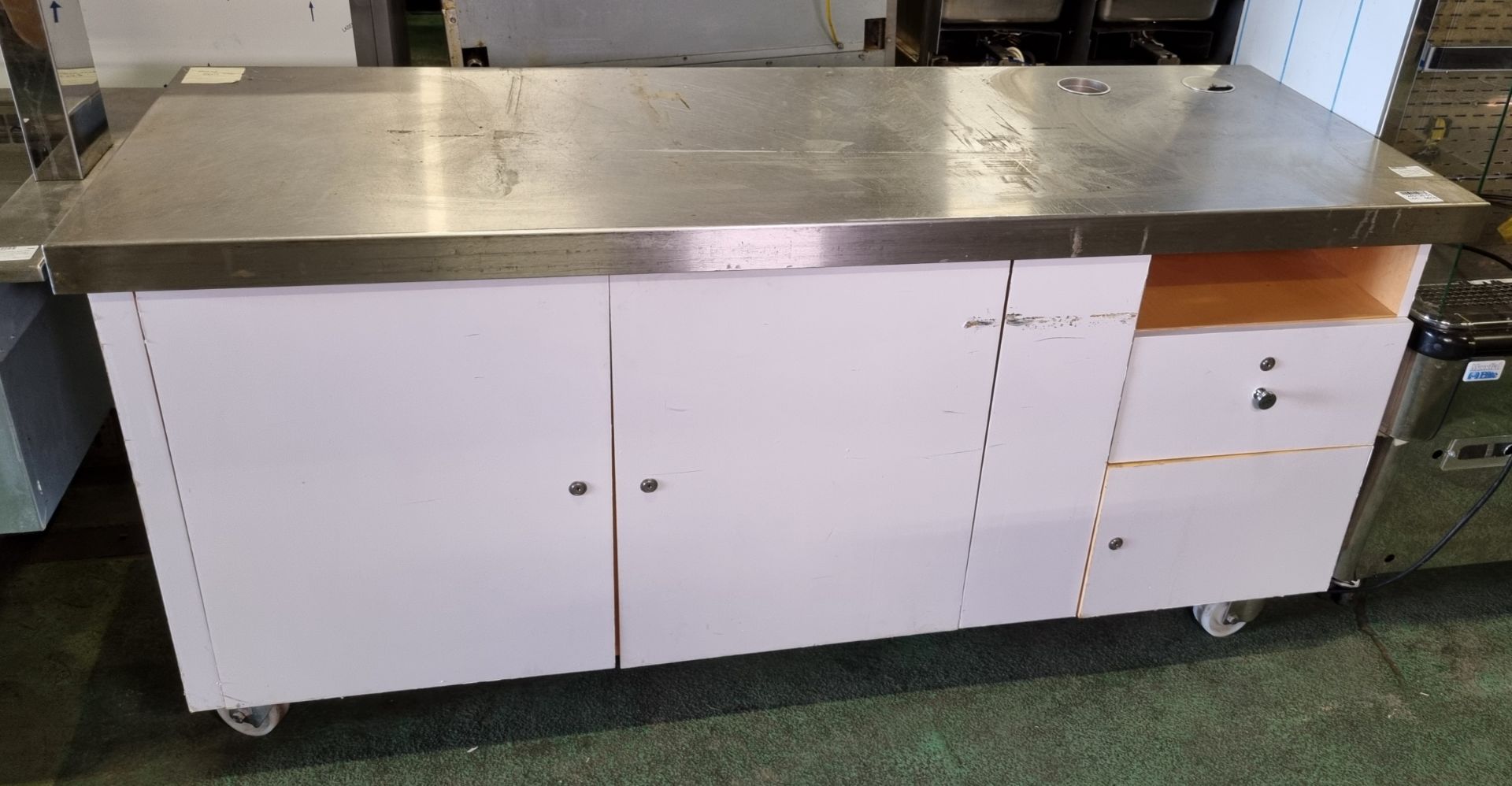 Mobile cupboard and drawer unit with stainless steel countertop - L 1800 x W 650 x H 870mm - Bild 2 aus 5