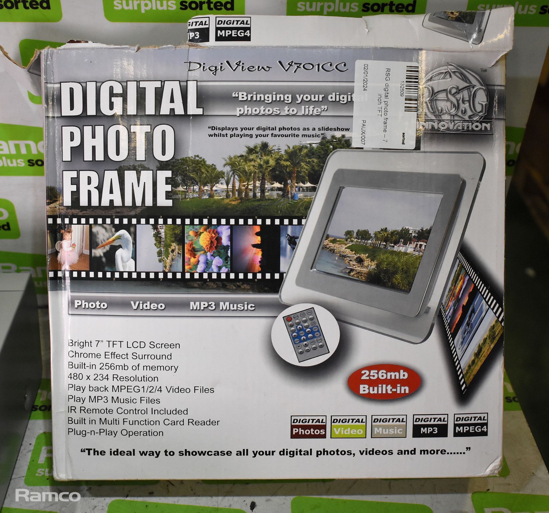 RSG digital photo frame – 7 inch TFT, Panasonic NV-VP33 DVD / Video combi unit with power lead & rem - Image 6 of 6