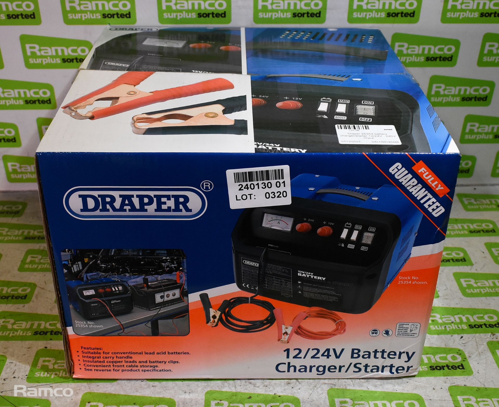 Draper 25354 battery charger / starter 12 / 24V - 240V input - Image 2 of 2