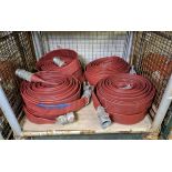 8x Angus Duraline 70mm lay flat hoses with couplings - approx 23 M in length