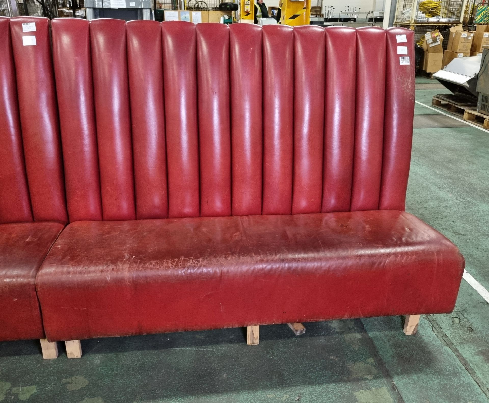 Red leather padded bench seating - Image 3 of 5