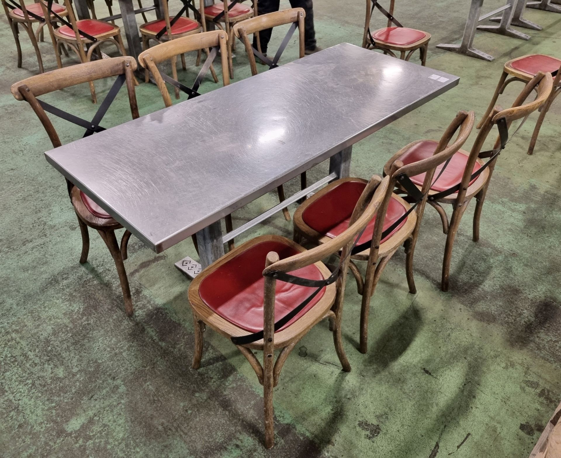 6x Wooden restaurant chairs, Metal table - W 1610 x D 690 x H 760 mm - Bild 5 aus 5