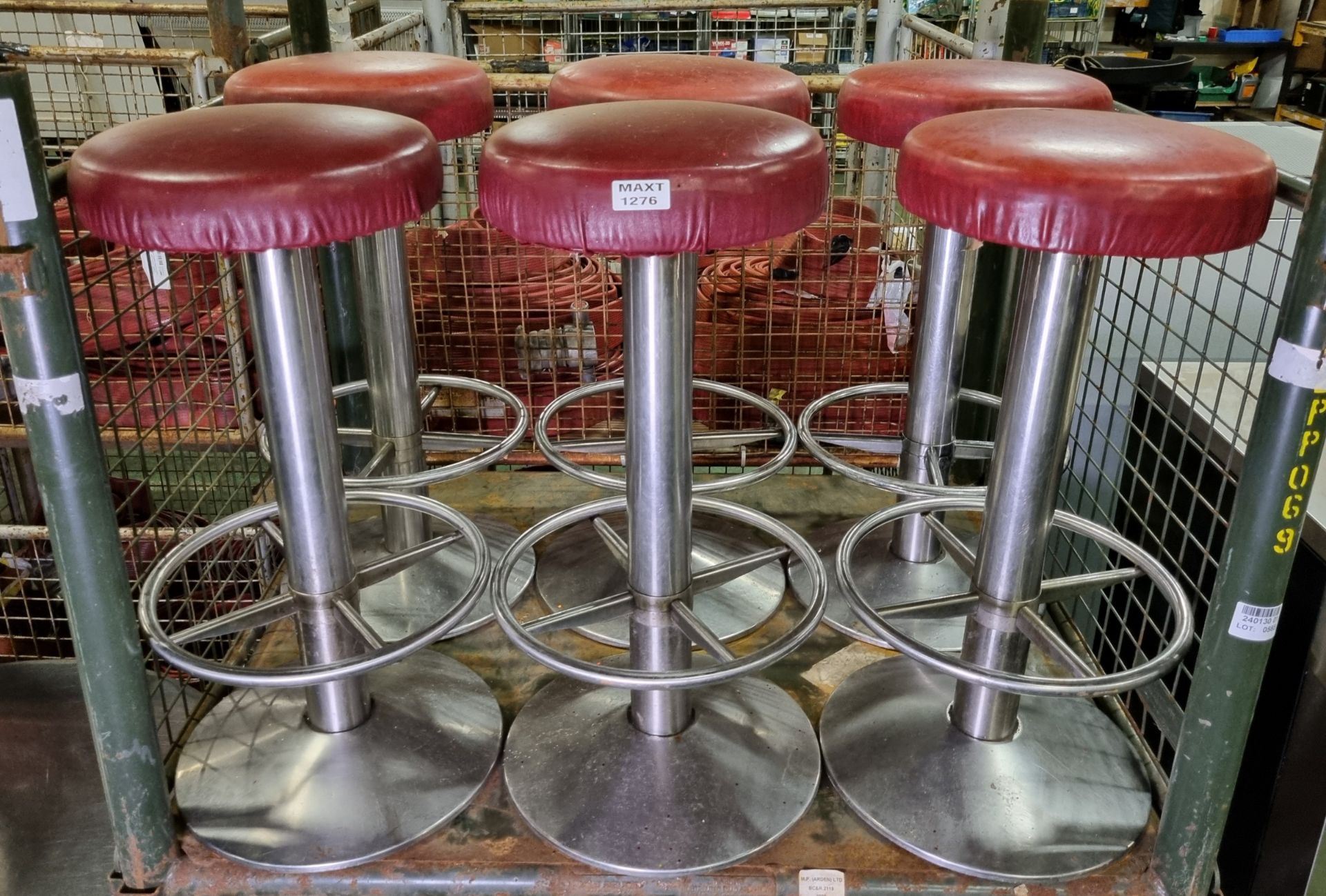 6x Metal padded stools - H 800 mm - Image 2 of 6