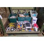 Workshop equipment - drill bits, sockets, hacksaw blades, gauges, soap dispensers, squirt bottles