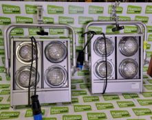 2x Showtec Blinder 4 DMX with lamps and 16A plug