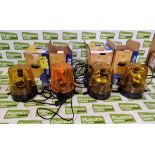 4x Eurolite amber rotating beacons - 230V with 16A plugs