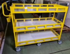 Yellow 3-tier general use trolley - W 1440 x D 550 x H 1150 mm