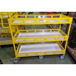 Yellow 3-tier general use trolley - W 1440 x D 550 x H 1150mm