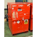 Red metal chemical storage container - W 820 x D 850 x H 1280 mm