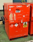Red metal chemical storage container - W 820 x D 850 x H 1280 mm