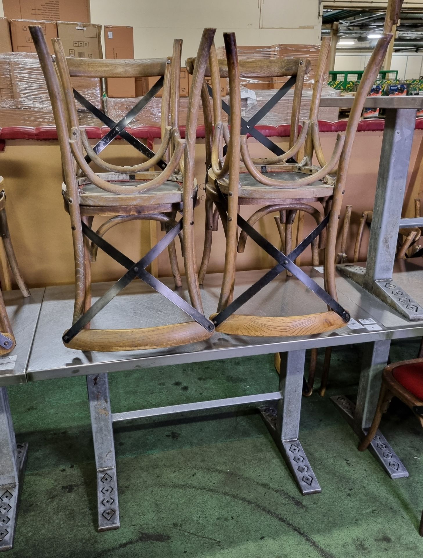 4x Wooden restaurant chairs, Metal table - W 1200 x D 690 x H 760 mm