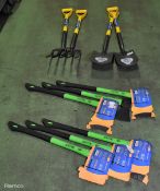 3x 1.9kg axes, 2x Draper spade and fork sets, 3x Florabest 1.9kg axes