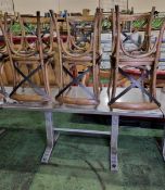 6x Wooden restaurant chairs, Metal table - W 1610 x D 690 x H 760 mm