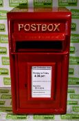 Red replica post box - W 300 x D 260 x H 470mm