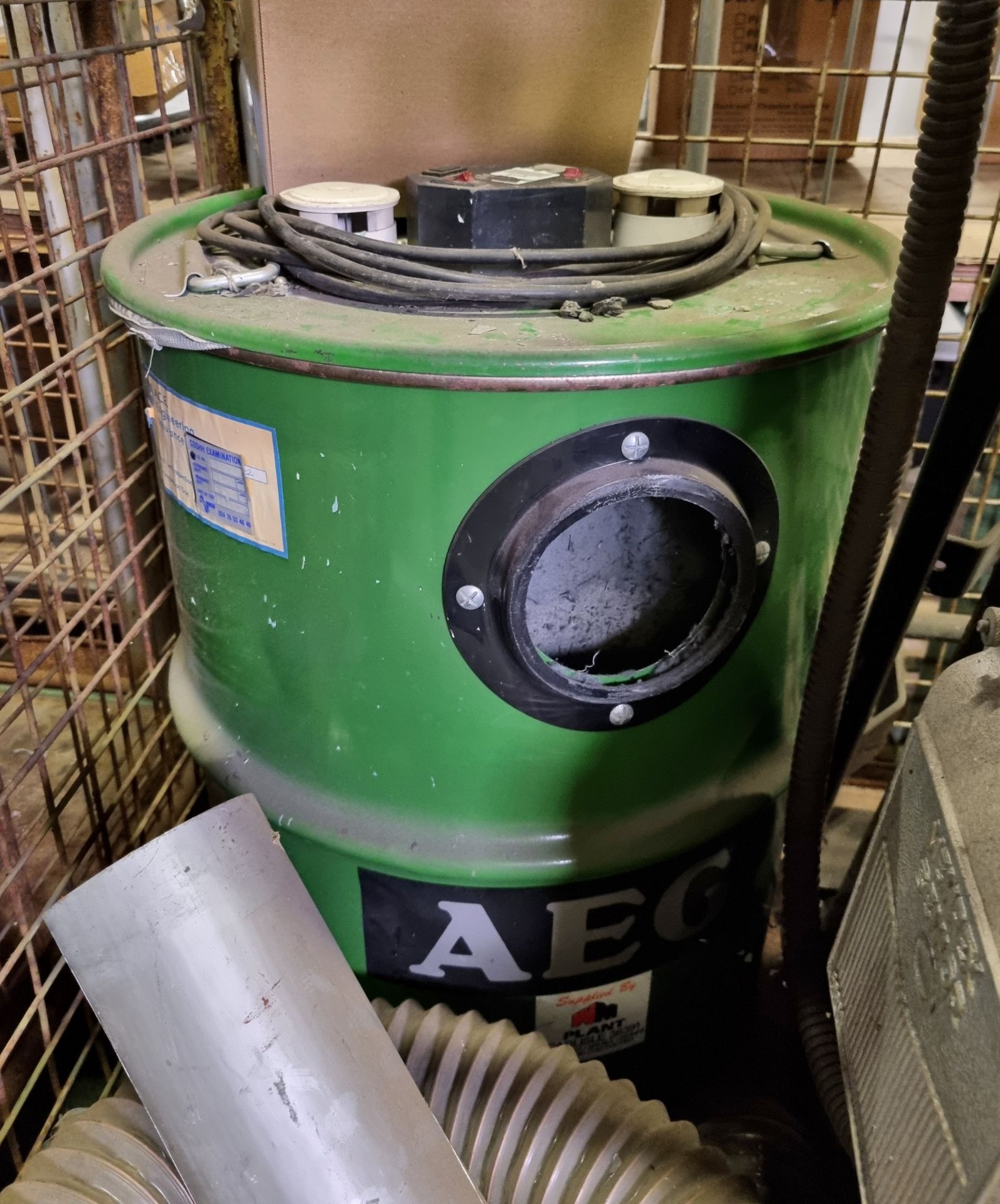 Canning pedestal twin-wheel grinder and buffing machine with AEG extractor unit and trolley - Image 7 of 9