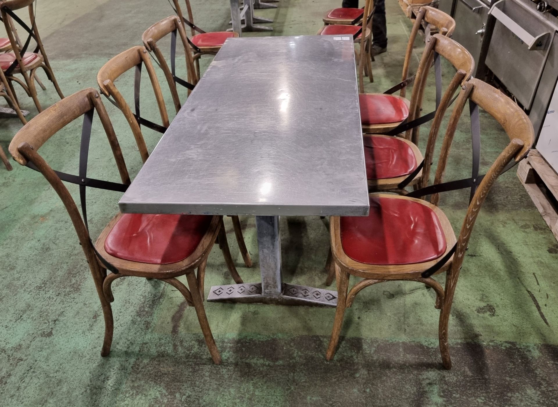 6x Wooden restaurant chairs, Metal table - W 1610 x D 690 x H 760 mm - Bild 4 aus 5