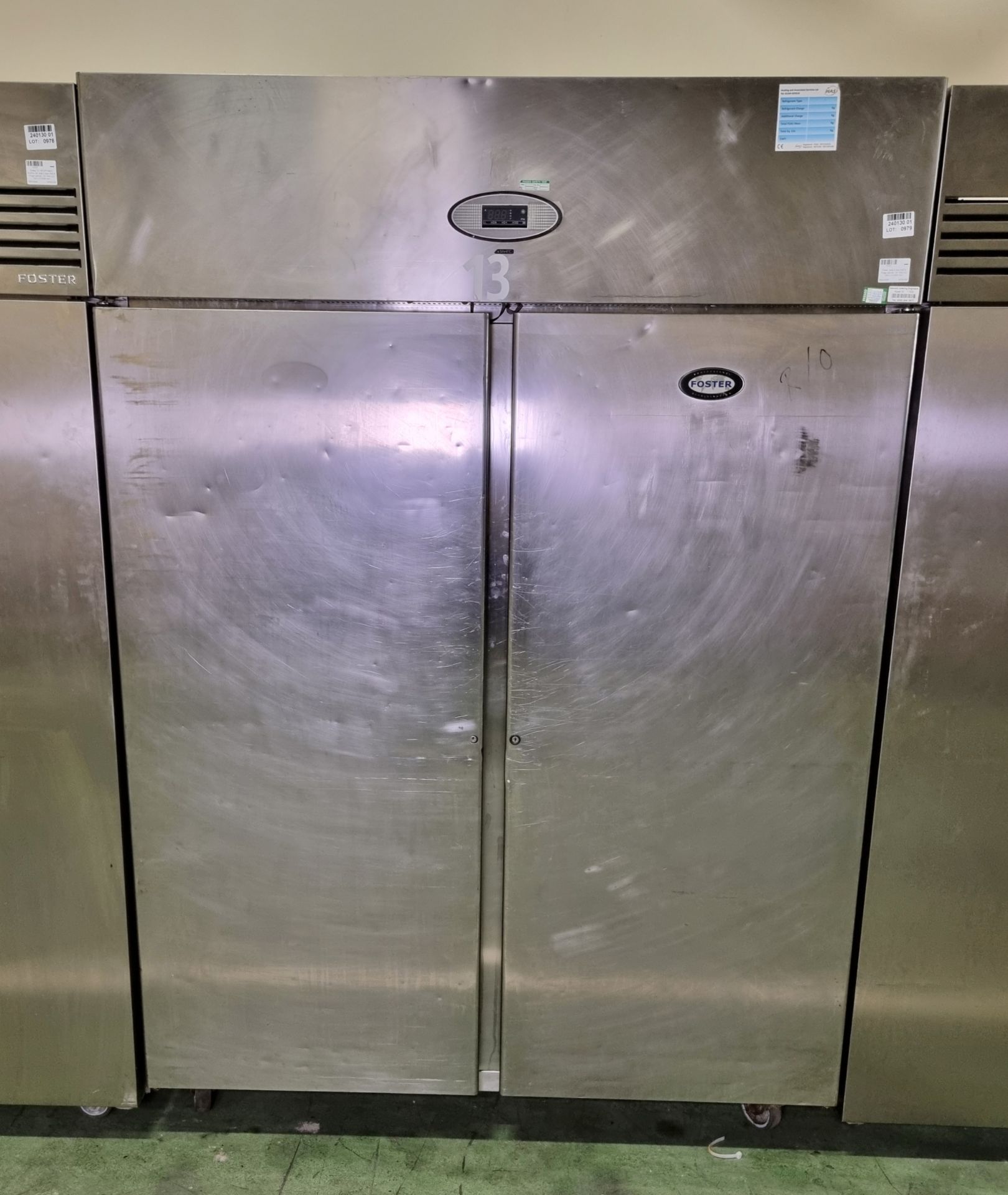 Foster stainless steel 2 door 940 ltr fridge cabinet - W 1430 x D 800 x H 2080 mm
