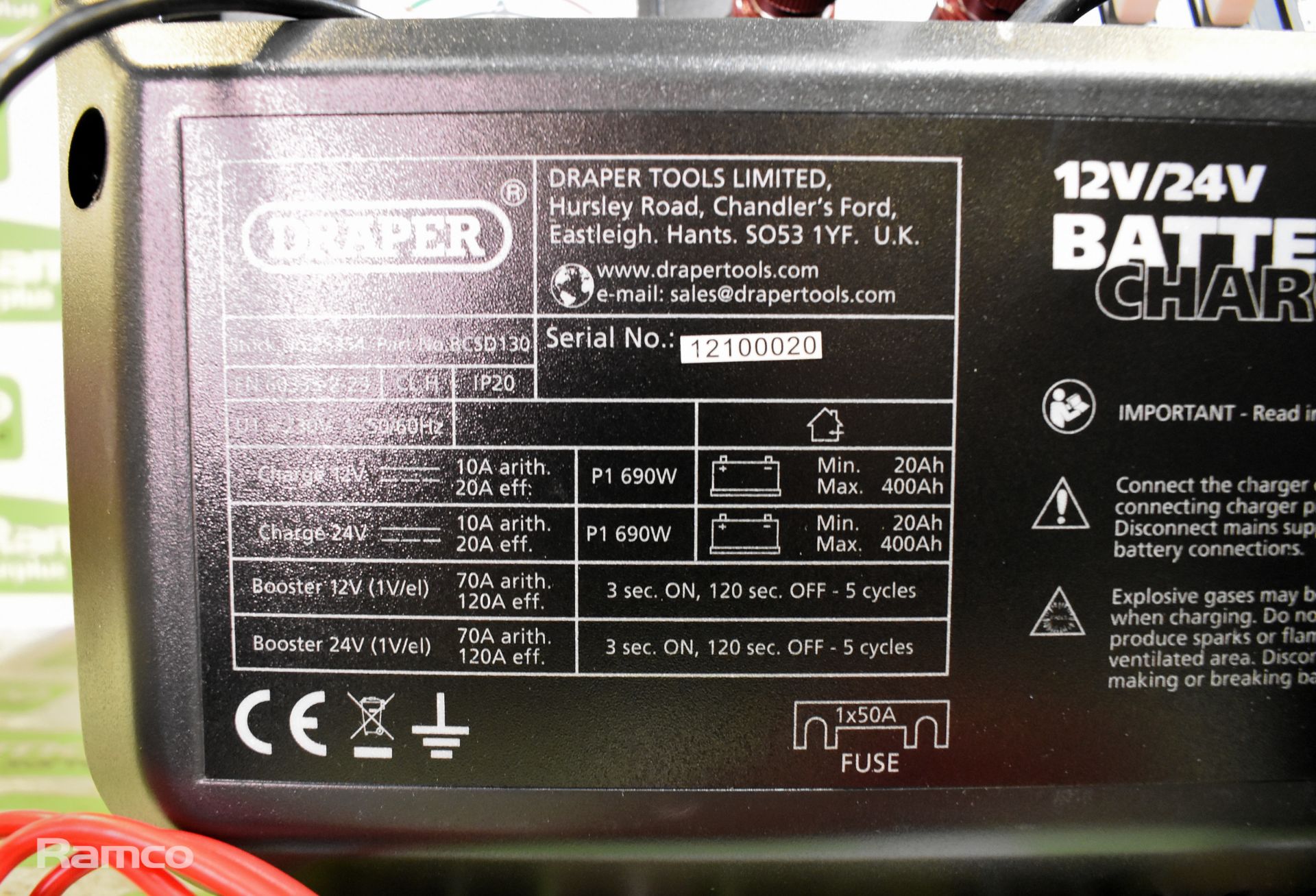 Draper 25354 battery charger / starter 12 / 24V - 240V input - Bild 2 aus 9