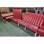 Red leather padded bench seating