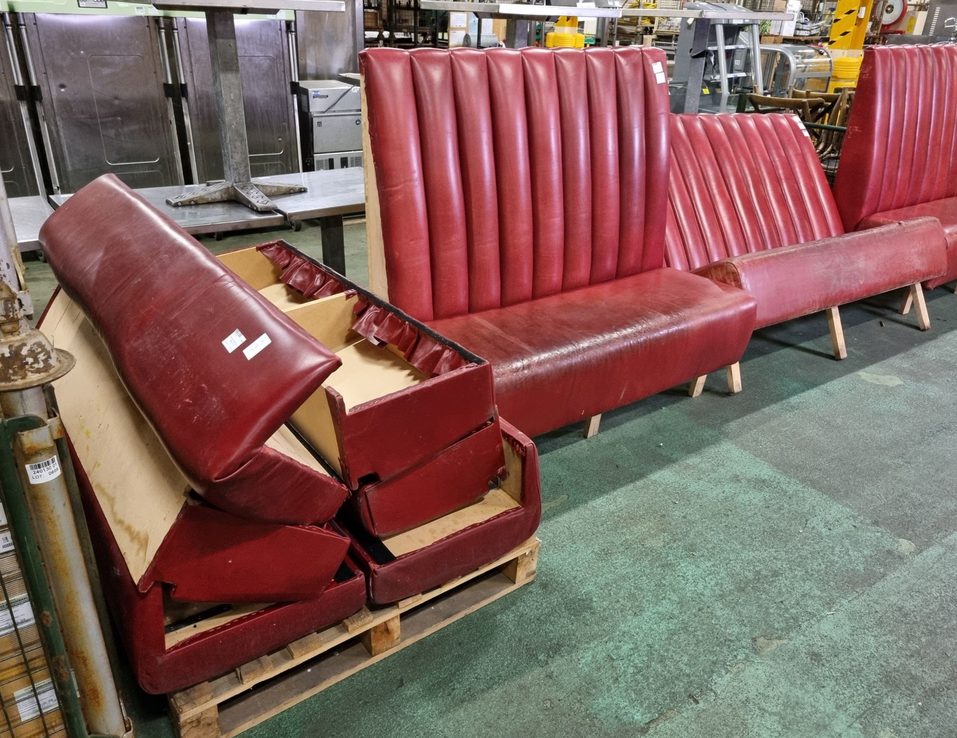 Red leather padded bench seating - Image 2 of 6
