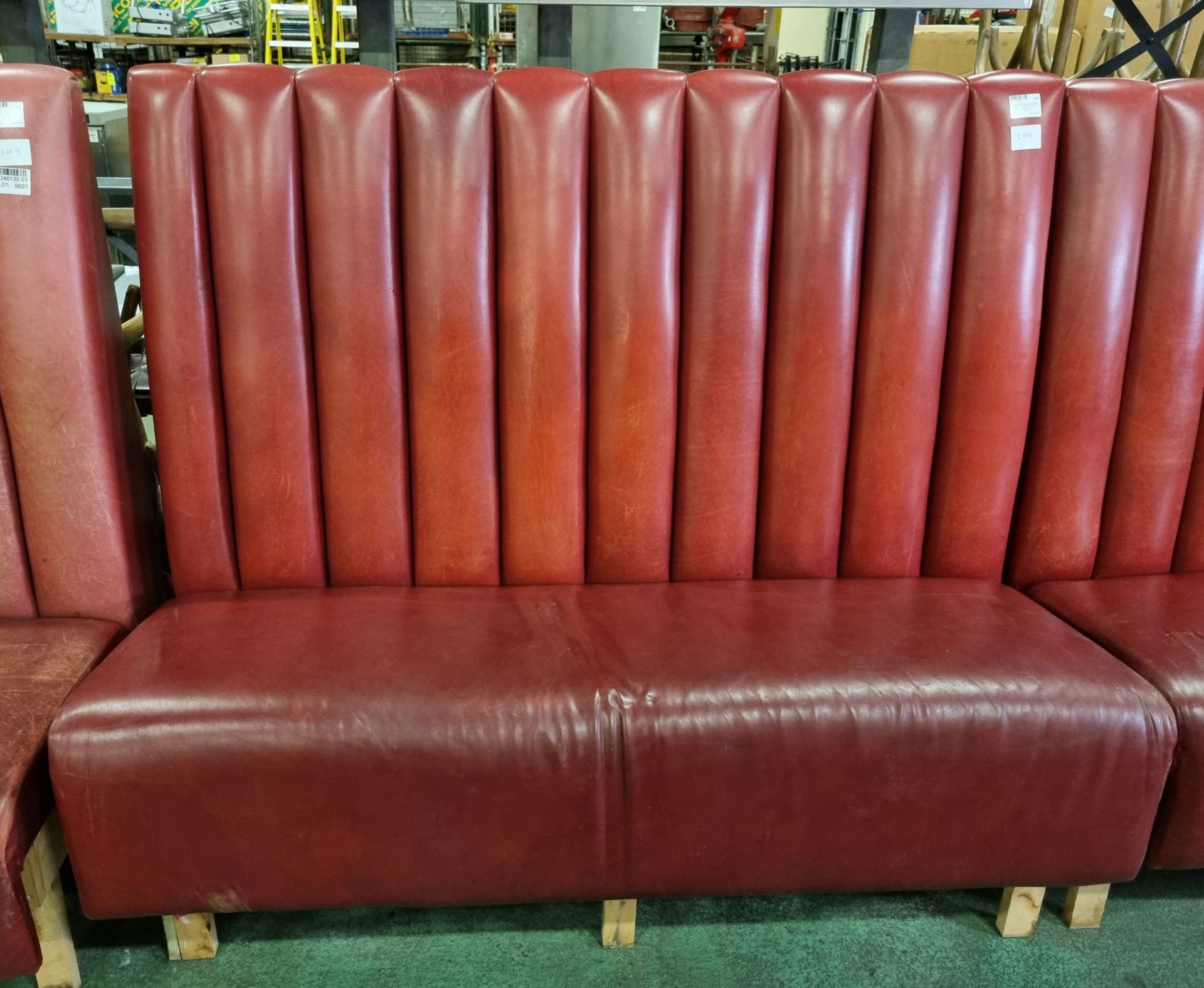 Red leather padded bench seating - Image 3 of 4