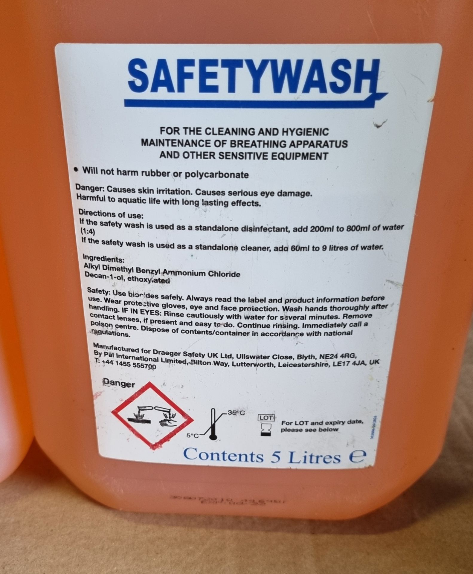 32x Drager 5 ltr bottles of safety wash for breathing apparatus equipment - Expire date 2022 - Image 3 of 3