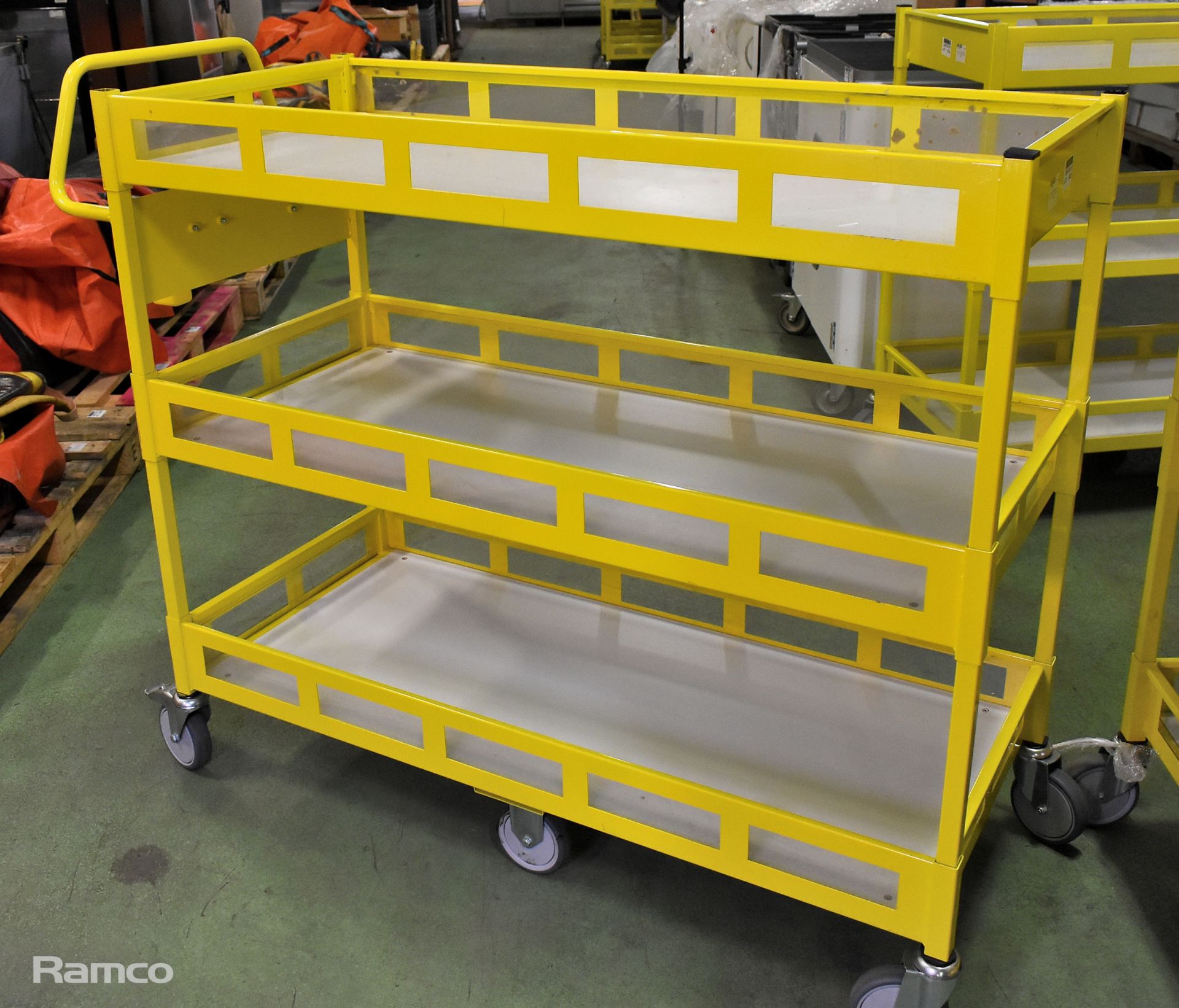 Yellow 3-tier general use trolley - W 1440 x D 550 x H 1150mm - Image 2 of 3