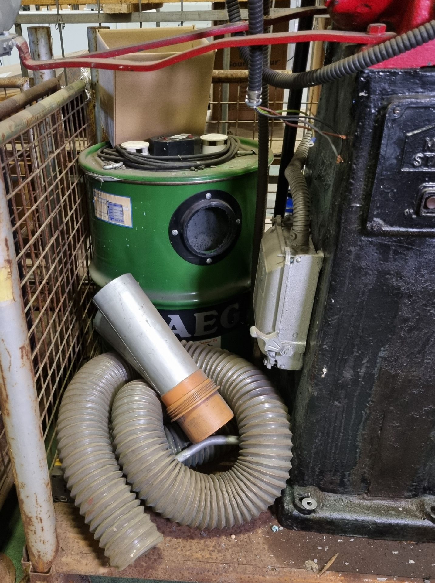 Canning pedestal twin-wheel grinder and buffing machine with AEG extractor unit and trolley - Image 3 of 9